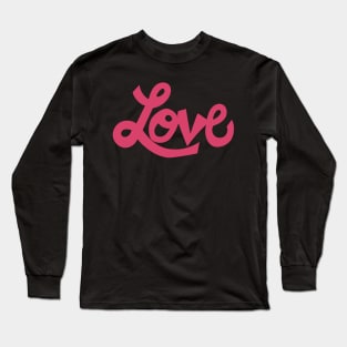 Whimsical Love cartoon illustrated text in dark pink Long Sleeve T-Shirt